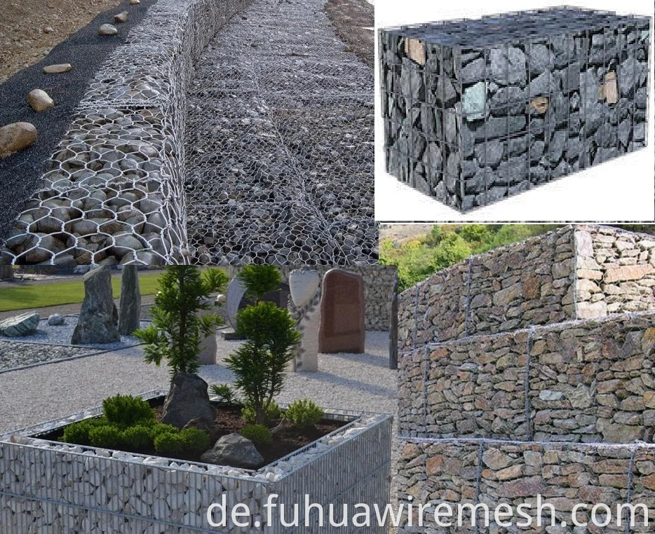 Grüne PVC beschichtetes hexagonales Zaundrahtgitter Gabion -Korb